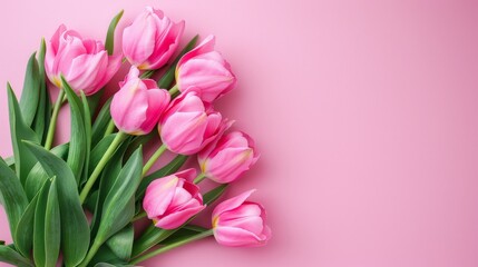 Pink tulips on a pink background