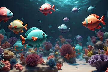 Fototapeta premium coral reef and fish
