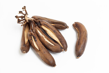 Rotten bananas. Bananas that are brown in color. Old ripe bananas Isolated on white background.