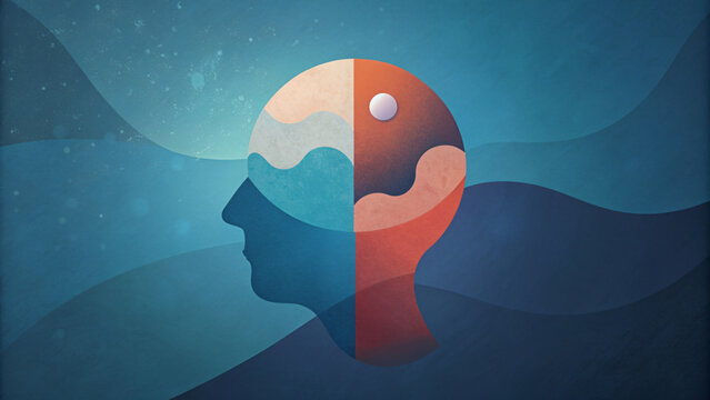 Abstract silhouette art of a person's head in psychology concept