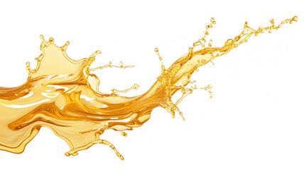 Golden oil splash isolated on transparent background