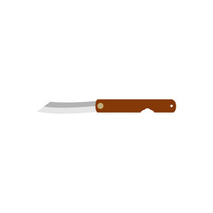 Traditional japanese higonokami pocket knife flat design vector illustration isolated on white background
