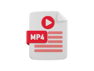 media icon with mp4 file format icon 3d rendering vector illustration