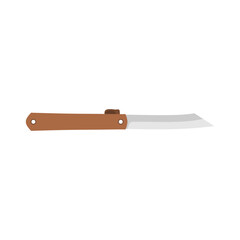 Traditional japanese higonokami pocket knife flat design vector illustration isolated on white background