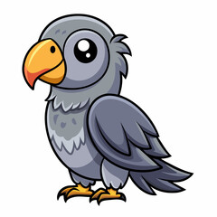  
Cute Hand Drawn African Grey Parrot Cartoon Vector Illustration