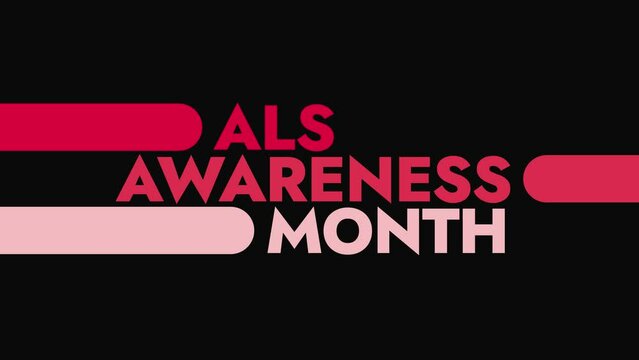 ALS Awareness Month colorful motion graphics seamlessly loopable text animation on a white background great for Amyotrophic lateral sclerosis ALS awareness month in may