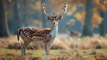 Beautiful deer in wildlife sanctuary