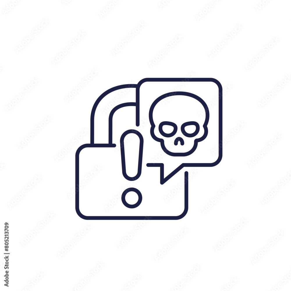 Canvas Prints cyber threat icon, line pictogram on white