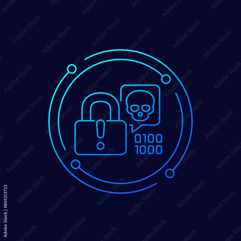 Canvas Prints cyber threat icon, security breach linear design