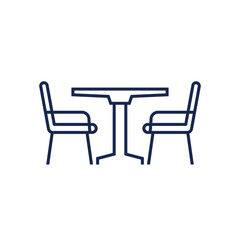 Fototapeta premium dining table and chairs line icon on white