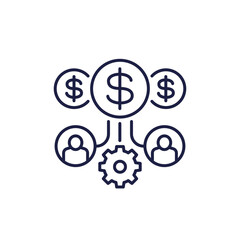 Making money line icon on white