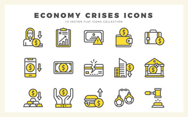 15 Economic Crisies Two Color icon pack. vector illustration.