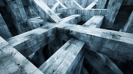   A monochrome image of a wooden structure resembling a sci-fi prop with distinct filaments