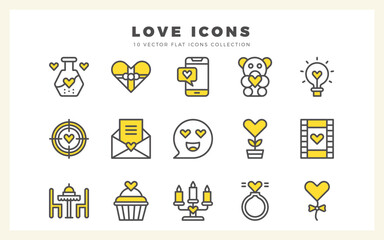 15 Love Two Color icon pack. vector illustration.