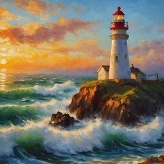 lighthouse at sunset