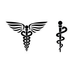 Snake medical, caduceus sign icon vector template