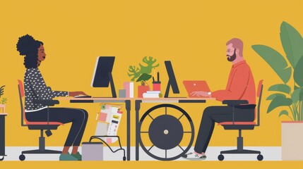 We are looking for happy and optimistic images of modern diverse and inclusive workplaces showing a single person with a real disability .