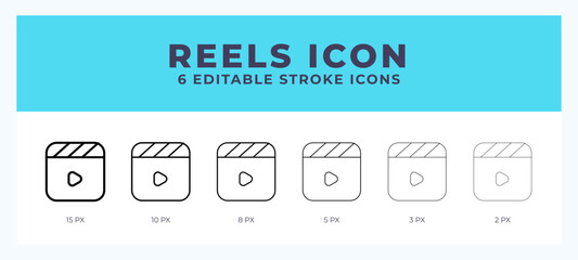 Reels line icon symbol. Logo. Icon vector illustration with editable stroke.