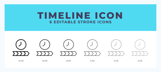 Timeline icon set with different stroke. Design elements for logo. Vector illustration.