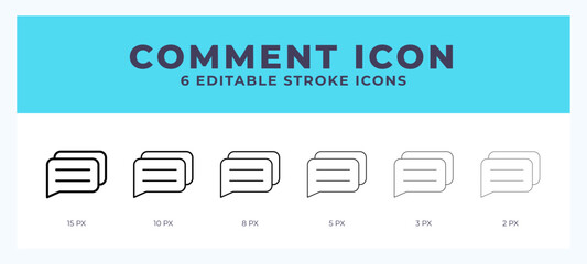 Comment icon symbol. Outline. Lineal icon with editable stroke.