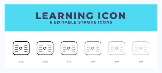 Learning icon set with different stroke. Vector illustration with editable stroke.
