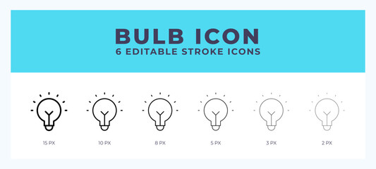 Bulb icon symbol. Logo illustration thin line. Bold line vector icons. Editable stroke