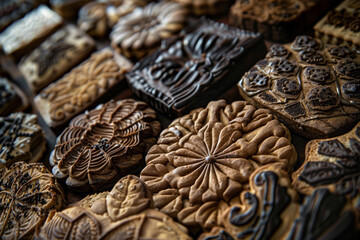 Gourmet biscuits with intricate textures a close up on the craftsmanship of decadent bakery art 
