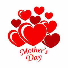 happy mothers day red hearts card