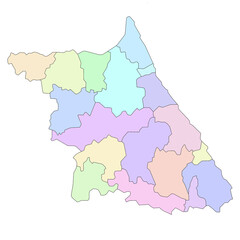 color map of gangwon, administrative map of the South Korean province of Gangwon-do