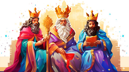 Fototapeta premium Three kings with crowns