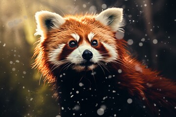 Obraz premium Cuddlesome Red panda wild. Zoo red outdoor. Generate Ai