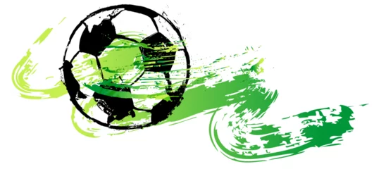 Gordijnen soccer, football, illustration with paint strokes and splashes, grungy mockup, great soccer event © Kirsten Hinte