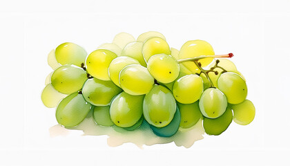 A vibrant display of plump, fresh green grapes, casting a subtle shadow. A symbol of healthy eating and natural produce