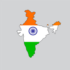 India map isolated with flag with gray background illustration. IND Map 