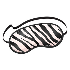 Cartoon sleeping mask accessories with zebra print for relaxing night rest isolated on white background
