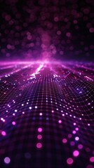 Sleek neon purple energy grid, pulsating with efficiency patterns, clear style on black, showcasing AIs application in energy distribution optimization, with space for text - obrazy, fototapety, plakaty