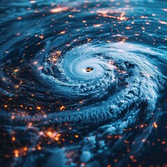 A detailed view of AI-driven algorithms predicting and preventing natural disasters through early warning systems
