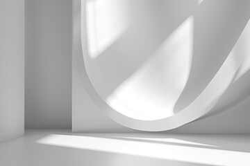 A Simple line object casts a subtle shadow over a White abstract banner, epitomizing Modern elegant white gray aesthetics, Sharpen 3d rendering background