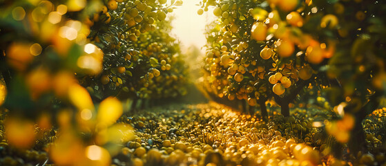 Lush Grapevine Under Summer Sun, Concept of Wine Harvest and Agricultural Beauty
