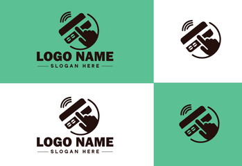 Credit card swipe icon Card swipe Transaction Magnetic flat logo sign symbol editable vector