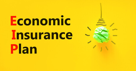 EIP economic insurance plan symbol. Concept words EIP economic insurance plan on beautiful yellow...