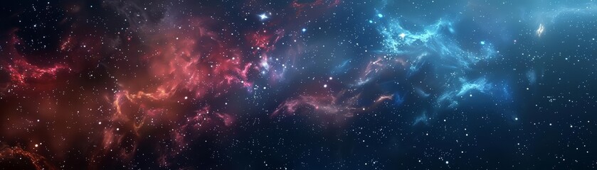 Banner background for a galaxy view, stars and nebulae creating a mesmerizing space theme as the element of subject, Sharpen banner background concept 3D with copy space