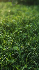 Obraz premium Closeup of fresh green meadow grass
