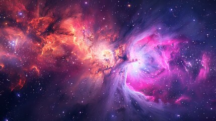 Naklejka premium Stunning image of a starburst within vivid cosmic clouds, imparting a sense of wonder and the immense scale of space