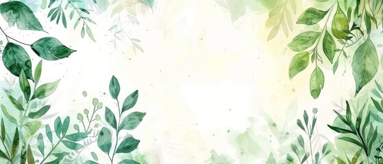 Ready to use card herbal watercolor brings a natural aesthetic to any corporate or personal greeting, Blank frame template Sharpen with large copy space