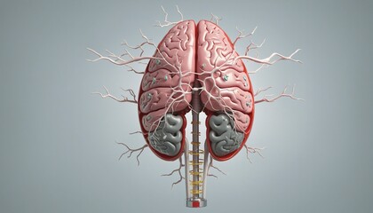 Human brain anatomy with dna molecule