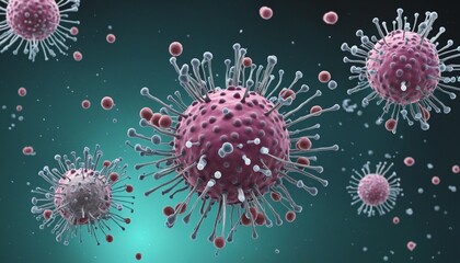 The immunotherapy medical approach, featuring floating viruses in a microscopic view