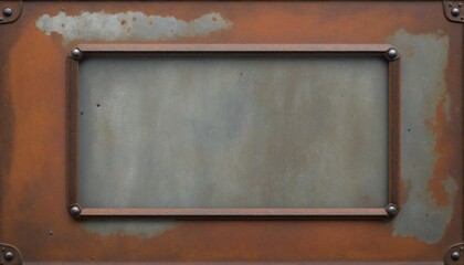 Realistic rusty metal frame border with bolts and nails  Illustration