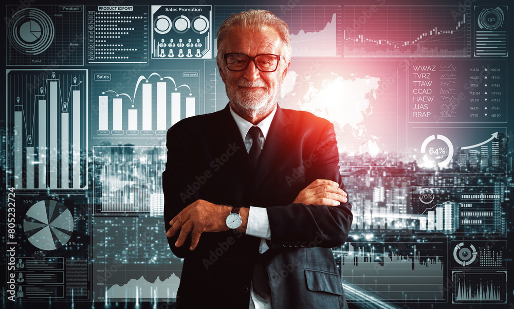 Poster data analysis for business and finance concept. interface showing future computer technology of prof
