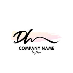 DH Watercolor Initial Logo Design Vector